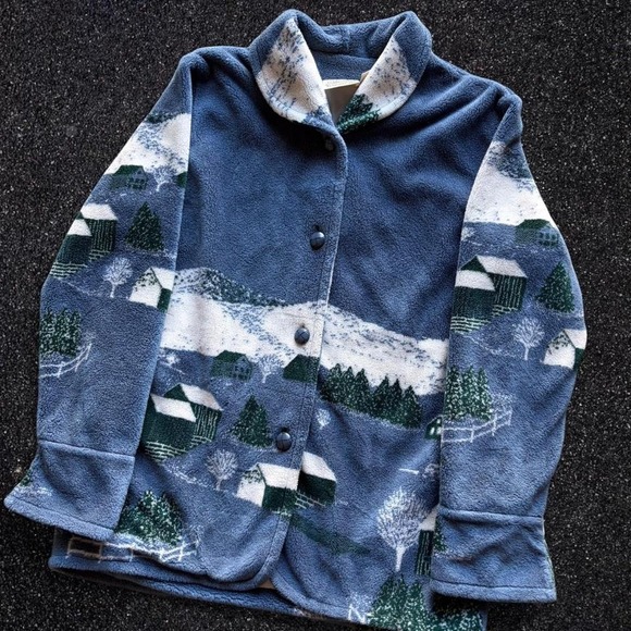 St. John's Bay Other - Vintage‎ St. John's Bay blue cottage button up fleece, cottage core, retro